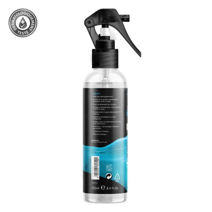 Latex dresser, Latex lubricant, Silicon lubricant, Latex dressing aids, latex garment aid, Latex silicone oil, silicone base oil, Dressing aid, Rubber Dressing, Latex Dressing, Latex care, Soin du latex, Soin latex
