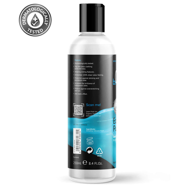 Latex dresser, Latex lubricant, Silicon lubricant, Latex dressing aids, latex garment aid, Latex silicone oil, silicone base oil, Dressing aid, Rubber Dressing, Latex Dressing, Latex care