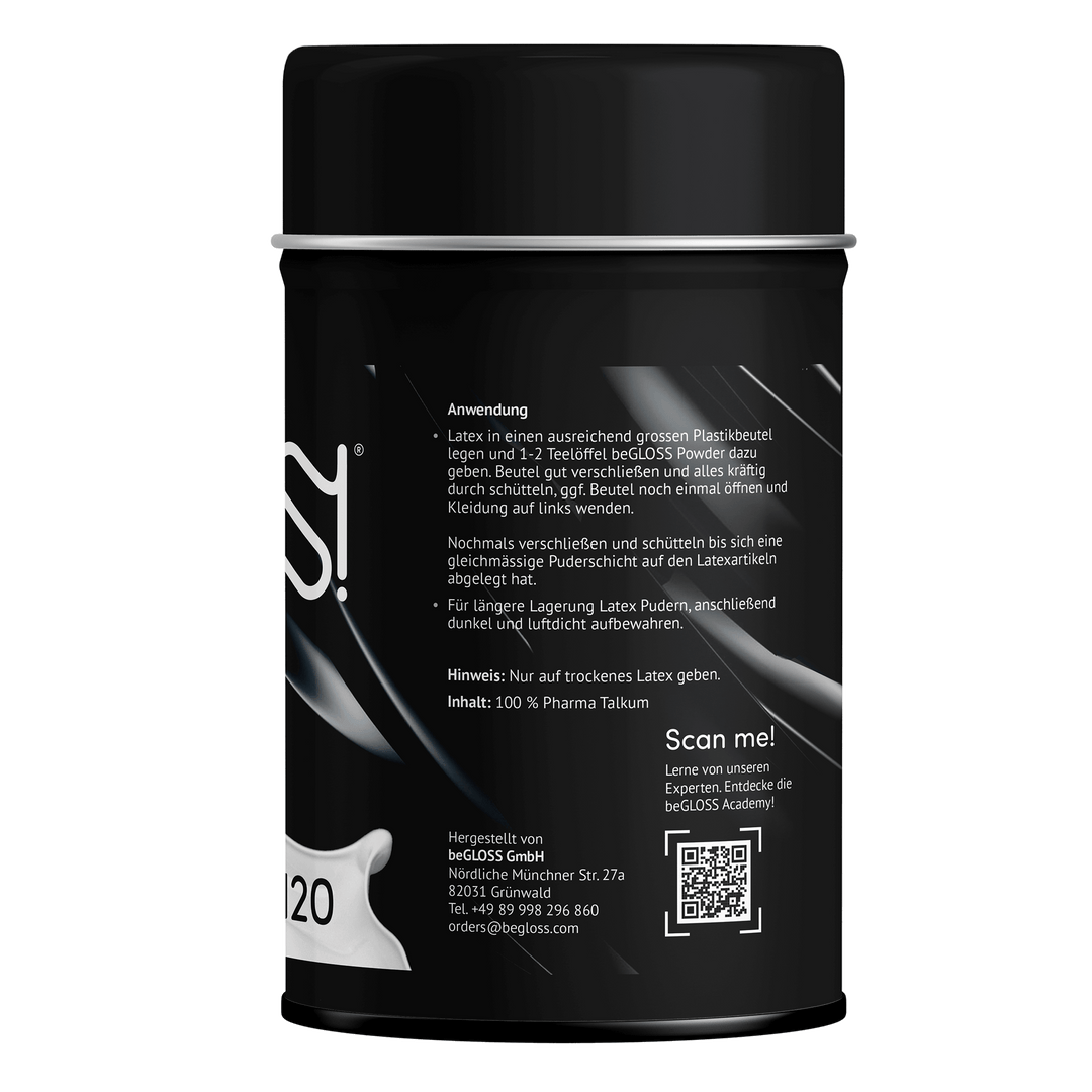 beGLOSS TALKUM POWDER – Die Latex Anziehhilfe
