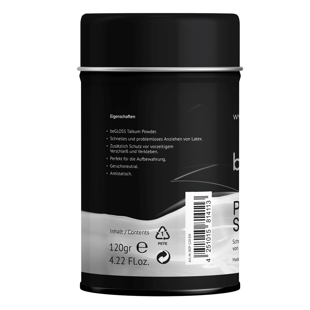 beGLOSS TALKUM POWDER – Die Latex Anziehhilfe